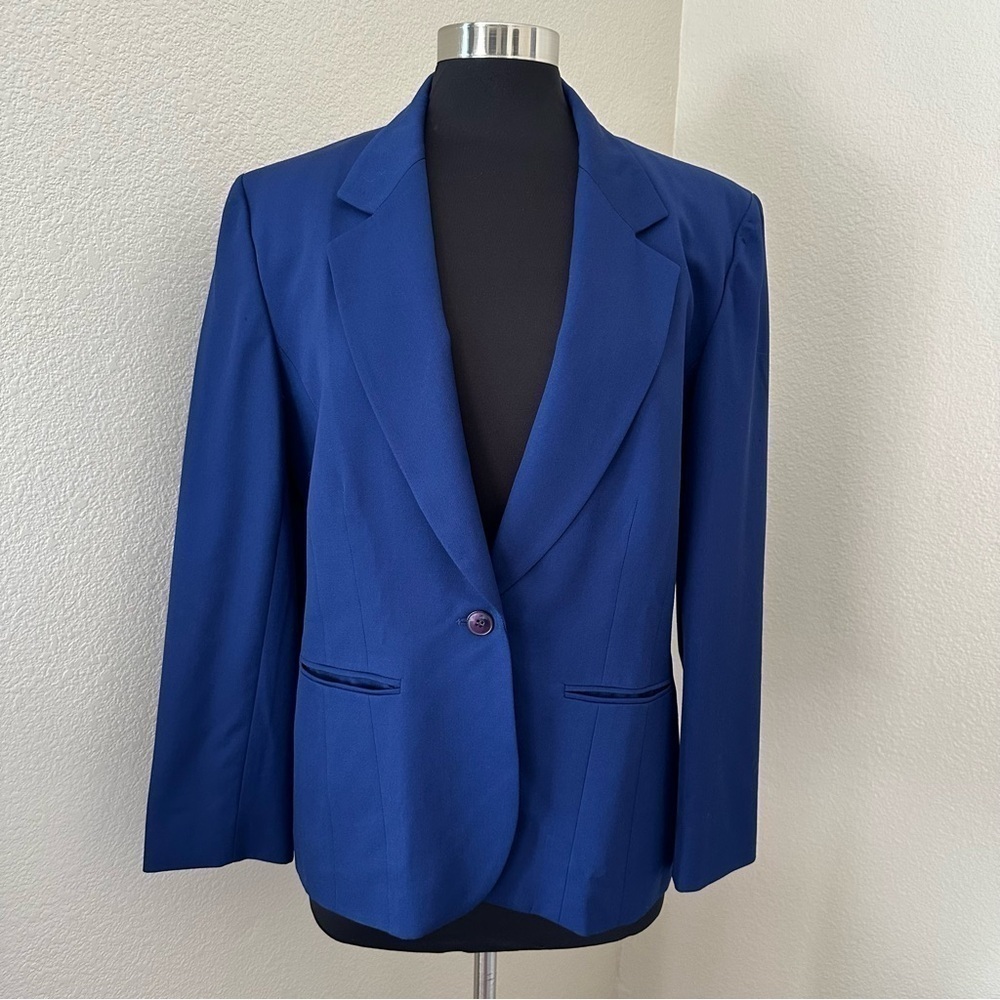 Pendleton Vintage Navy Blue 100% Virgin Wool Single Button Blazer Size 10